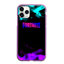 Чехол iPhone 11 Pro матовый Fortnite neon geometry, цвет: 3D-фиолетовый