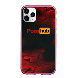 Чехол iPhone 11 Pro матовый Porn hub fire, цвет: 3D-малиновый