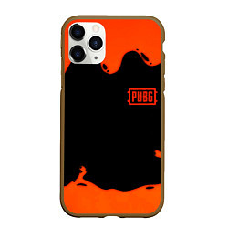 Чехол iPhone 11 Pro матовый PUBG orange splash, цвет: 3D-коричневый