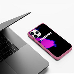 Чехол iPhone 11 Pro матовый Undertale neon splash, цвет: 3D-малиновый — фото 2