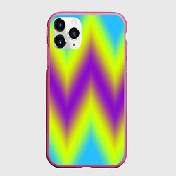 Чехол iPhone 11 Pro матовый Неоновый зигзаг, цвет: 3D-малиновый