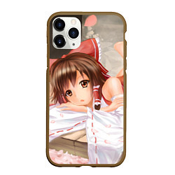 Чехол iPhone 11 Pro матовый Touhou Project Рейму милая, цвет: 3D-коричневый