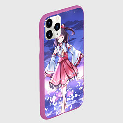 Чехол iPhone 11 Pro матовый Touhou Project Рейму улыбка, цвет: 3D-фиолетовый — фото 2