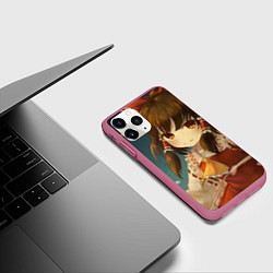 Чехол iPhone 11 Pro матовый Touhou Project Рейму fight, цвет: 3D-малиновый — фото 2