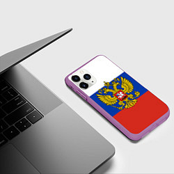 Чехол iPhone 11 Pro матовый Флаг России с гербом, цвет: 3D-фиолетовый — фото 2