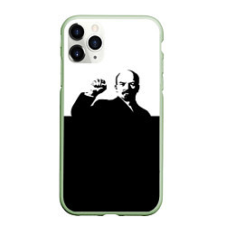 Чехол iPhone 11 Pro матовый Силуэт Владимира Ильича Ленина, цвет: 3D-салатовый
