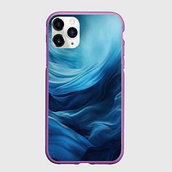 Чехол iPhone 11 Pro матовый Синяя абстрактный дымчатый волнистый шёлк, цвет: 3D-фиолетовый