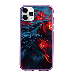 Чехол iPhone 11 Pro матовый Яркая волнистая абстракция, цвет: 3D-фиолетовый