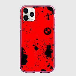 Чехол iPhone 11 Pro матовый BMW краски текстура красный, цвет: 3D-малиновый