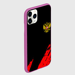 Чехол iPhone 11 Pro матовый Россия герб краски красные, цвет: 3D-фиолетовый — фото 2