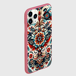 Чехол iPhone 11 Pro матовый Словенский паттерн, цвет: 3D-малиновый — фото 2