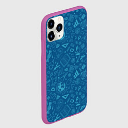 Чехол iPhone 11 Pro матовый Школьный синий паттерн, цвет: 3D-фиолетовый — фото 2