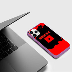 Чехол iPhone 11 Pro матовый Roblox краски красные, цвет: 3D-фиолетовый — фото 2