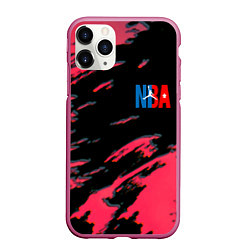 Чехол iPhone 11 Pro матовый NBA краски текстура, цвет: 3D-малиновый