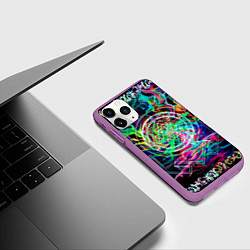 Чехол iPhone 11 Pro матовый Шри янтра, цвет: 3D-фиолетовый — фото 2