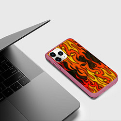 Чехол iPhone 11 Pro матовый Языки пламени арт, цвет: 3D-малиновый — фото 2