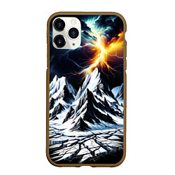 Чехол iPhone 11 Pro матовый Молнии и горы, цвет: 3D-коричневый
