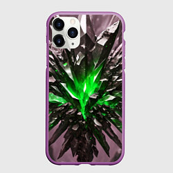 Чехол iPhone 11 Pro матовый Зелёный драгоценный камень, цвет: 3D-фиолетовый