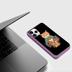 Чехол iPhone 11 Pro матовый Anime cat, цвет: 3D-фиолетовый — фото 2