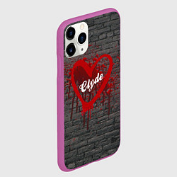 Чехол iPhone 11 Pro матовый Клайд и Бони на кирпичном фоне, цвет: 3D-фиолетовый — фото 2