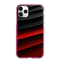 Чехол iPhone 11 Pro матовый Черно-красный объемный градиент