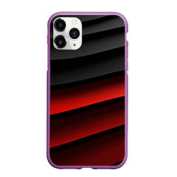 Чехол iPhone 11 Pro матовый Черно-красный объемный градиент, цвет: 3D-фиолетовый