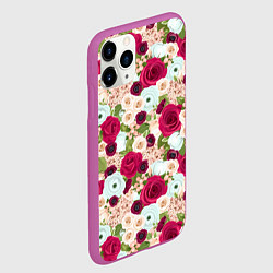 Чехол iPhone 11 Pro матовый Цветочный фон, цвет: 3D-фиолетовый — фото 2