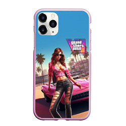 Чехол iPhone 11 Pro матовый GTA 6 girl logo
