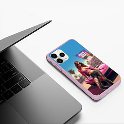 Чехол iPhone 11 Pro матовый GTA 6 girl logo, цвет: 3D-розовый — фото 2