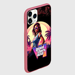 Чехол iPhone 11 Pro матовый GTA 6 logo девушка, цвет: 3D-малиновый — фото 2