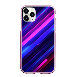 Чехол iPhone 11 Pro матовый Неоновые яркие абстрактные полосы, цвет: 3D-розовый