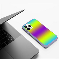 Чехол iPhone 11 Pro матовый Неоновые салатовые и фиолетовые полосы, цвет: 3D-светло-сиреневый — фото 2