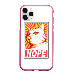 Чехол iPhone 11 Pro матовый Nope - cat, цвет: 3D-малиновый