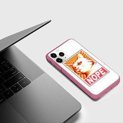 Чехол iPhone 11 Pro матовый Nope - cat, цвет: 3D-малиновый — фото 2