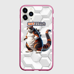Чехол iPhone 11 Pro матовый Catzilla big, цвет: 3D-малиновый
