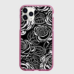 Чехол iPhone 11 Pro матовый Цветочные паттерны, цвет: 3D-малиновый