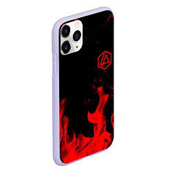 Чехол iPhone 11 Pro матовый Linkin Park красный огонь лого, цвет: 3D-светло-сиреневый — фото 2