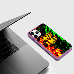 Чехол iPhone 11 Pro матовый Barcelona огненное лого, цвет: 3D-фиолетовый — фото 2