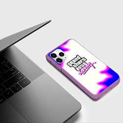 Чехол iPhone 11 Pro матовый GTA неон краски, цвет: 3D-фиолетовый — фото 2