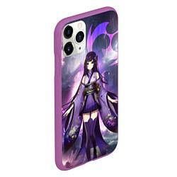 Чехол iPhone 11 Pro матовый Genshin Impact - character Raiden, цвет: 3D-фиолетовый — фото 2