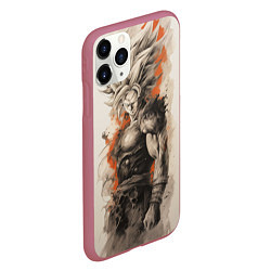 Чехол iPhone 11 Pro матовый Super Saiyan Goku, цвет: 3D-малиновый — фото 2