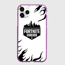 Чехол iPhone 11 Pro матовый Epic games fortnite fire, цвет: 3D-фиолетовый