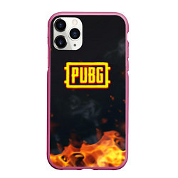 Чехол iPhone 11 Pro матовый Pubg fire abstraction, цвет: 3D-малиновый