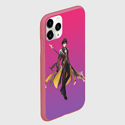Чехол iPhone 11 Pro матовый Genshin персонаж игры - Чжун Ли, цвет: 3D-малиновый — фото 2
