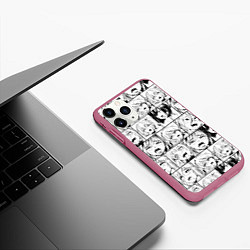 Чехол iPhone 11 Pro матовый Ahegao pattern, цвет: 3D-малиновый — фото 2