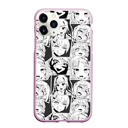 Чехол iPhone 11 Pro матовый Ahegao узор, цвет: 3D-розовый