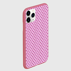 Чехол iPhone 11 Pro матовый Паттерн сердечки на розовом фоне, цвет: 3D-малиновый — фото 2