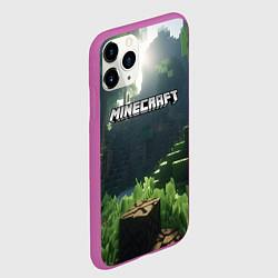 Чехол iPhone 11 Pro матовый Minecraft logo world, цвет: 3D-фиолетовый — фото 2