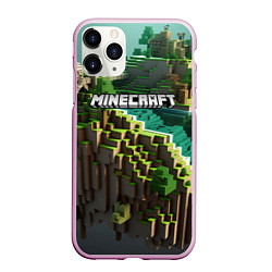 Чехол iPhone 11 Pro матовый Minecraft logo летняя карта, цвет: 3D-розовый