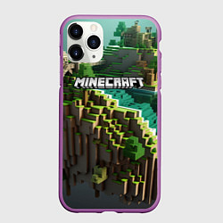 Чехол iPhone 11 Pro матовый Minecraft logo летняя карта, цвет: 3D-фиолетовый